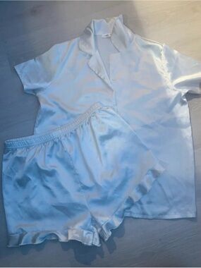 White Satin Pajama Set